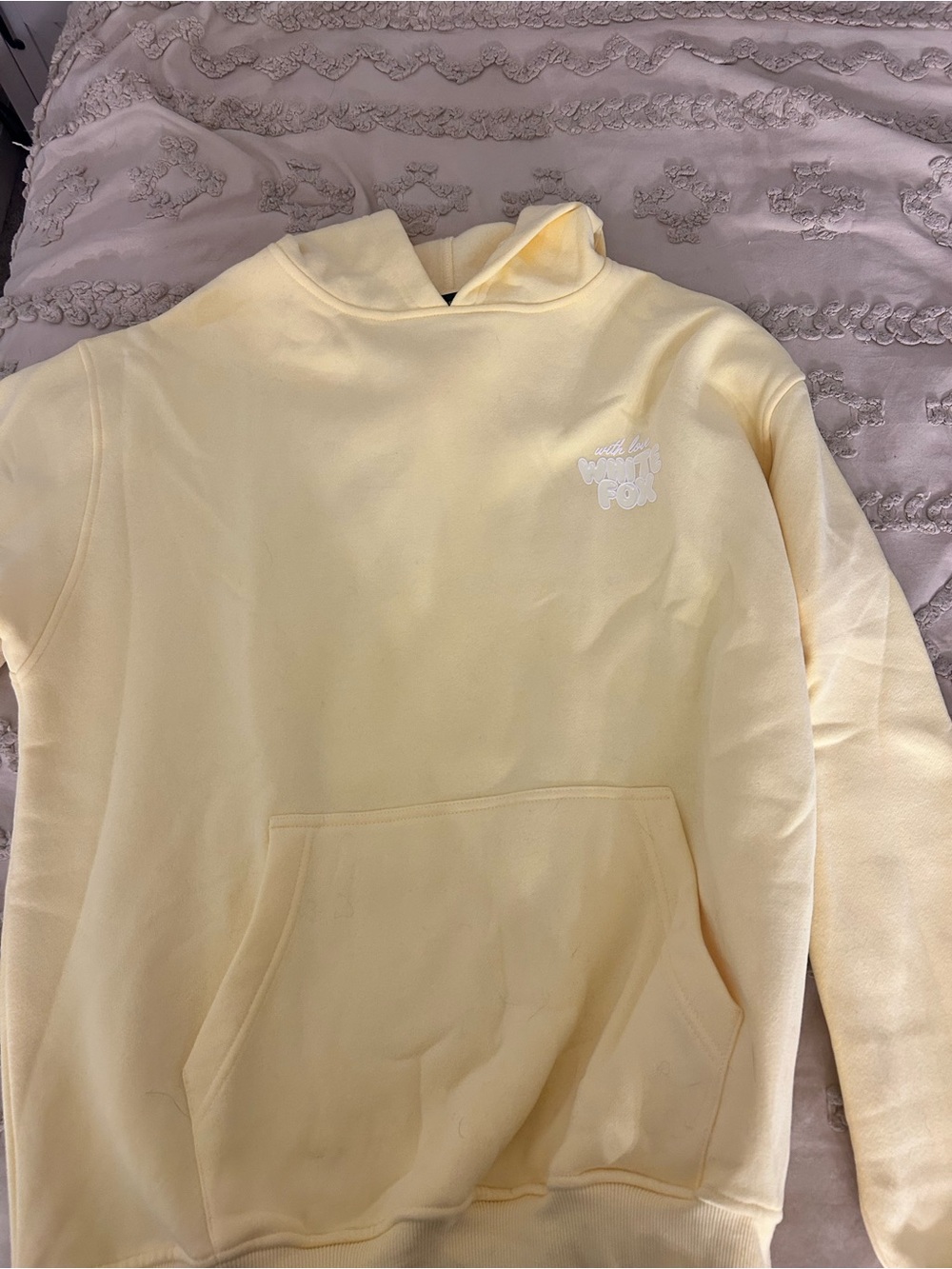White Fox Boutique Pale Yellow Cowl Hoodie